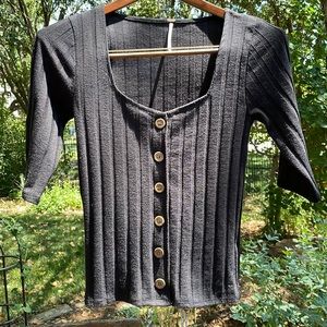 Free People Central Park Cardigan Black Sweater Size M